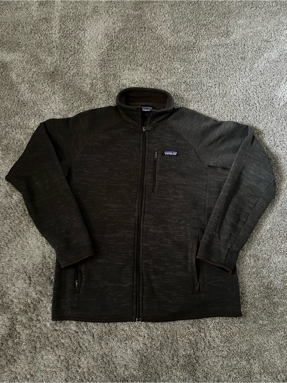 Patagonia Fleece Lined Full Zip Dark Brown Jacket Men Large